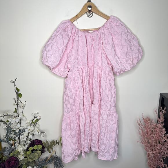 HYACINTH HOUSE x TUCKERNUCK Pink Diamond Textured Isabella Mini Dress {3T43} - Picture 4 of 7